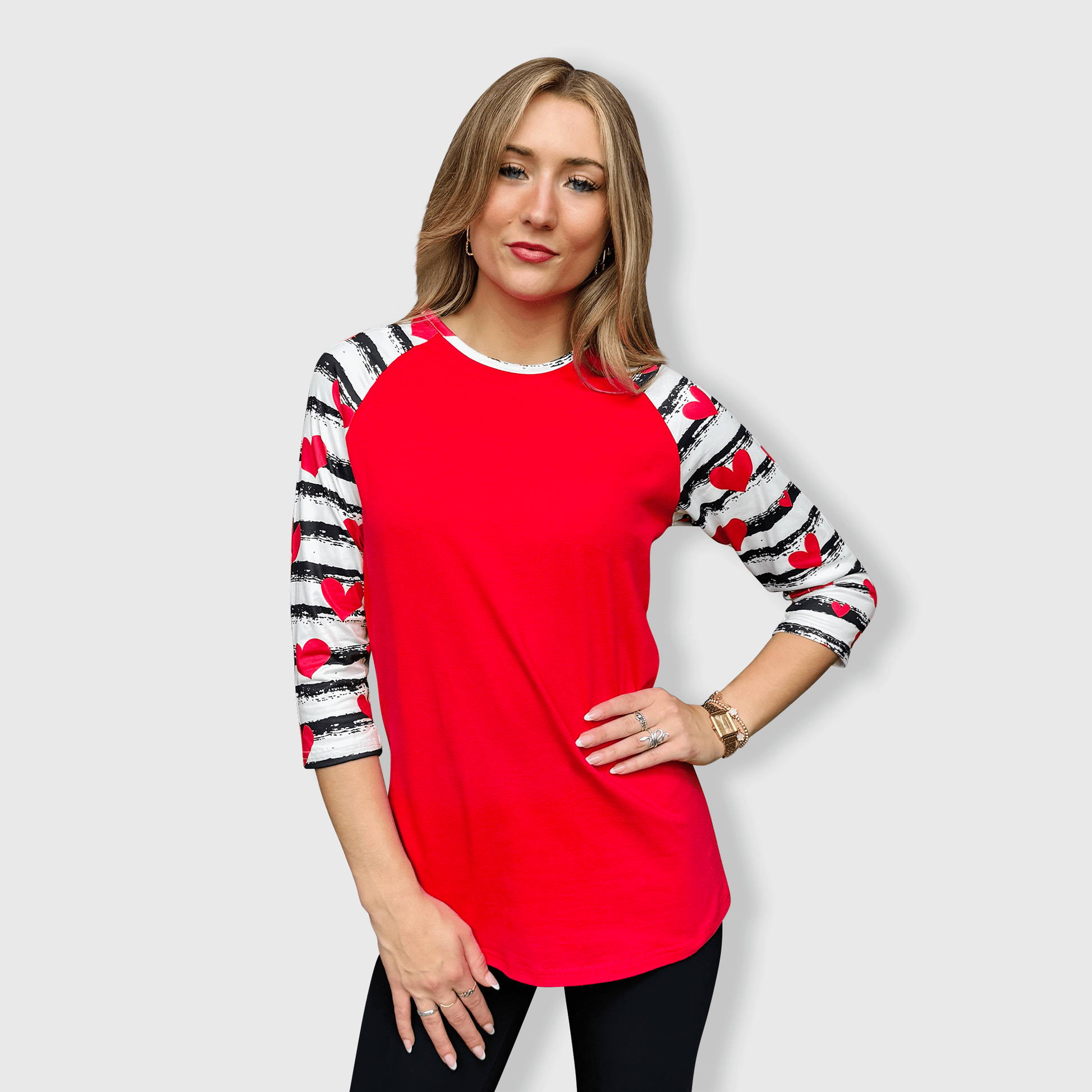 ILTEX Apparel Heart Striped Red Top