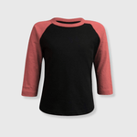 ILTEX Apparel Kids Clothing Black/Coral / 6 Months Kids Plain Raglan 3/4 T-Shirt - Black Body