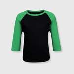 ILTEX Apparel Kids Clothing Black/Kelly Green / 2T Kids Plain Raglan 3/4 T-Shirt - Black Body