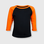 ILTEX Apparel Kids Clothing Black/Orange / 2T Kids Plain Raglan 3/4 T-Shirt - Black Body