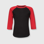 ILTEX Apparel Kids Clothing Black/Red / 6 Months Kids Plain Raglan 3/4 T-Shirt - Black Body