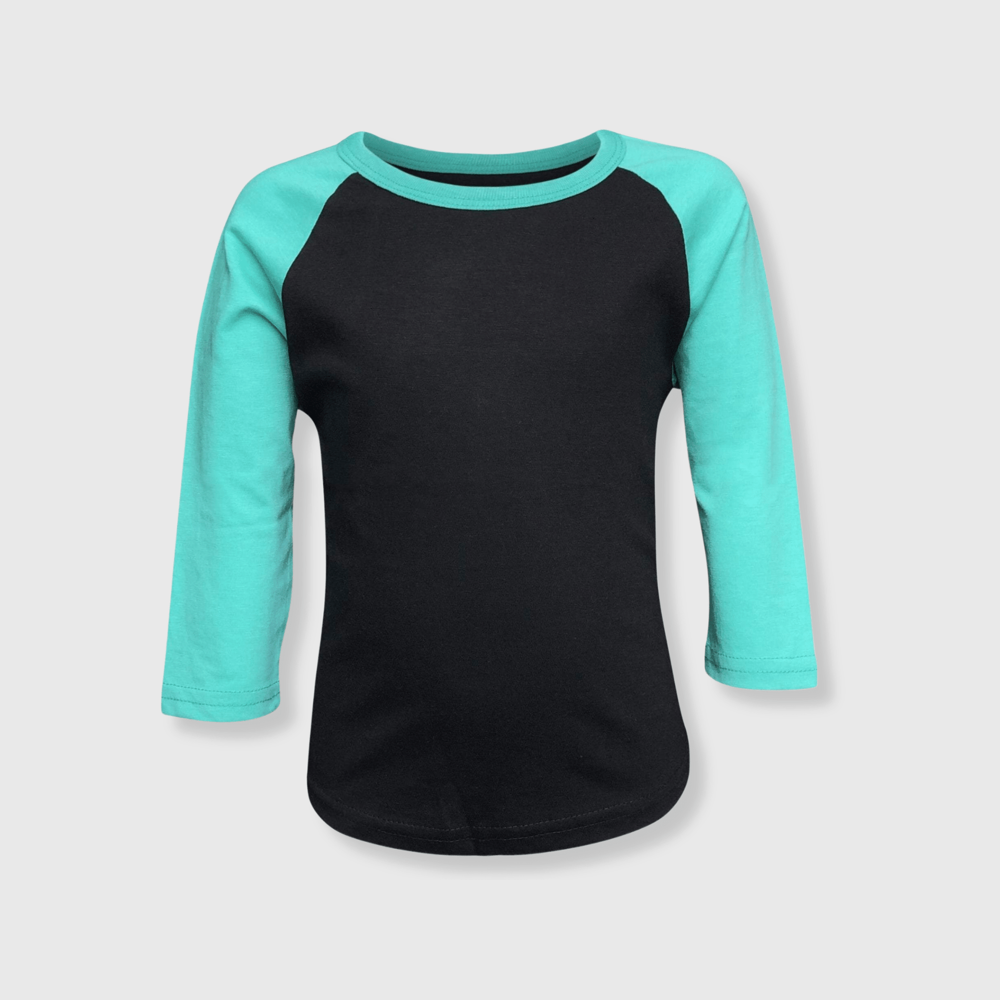 ILTEX Apparel Kids Clothing Black/Tiffany / 2T Kids Plain Raglan 3/4 T-Shirt - White Body