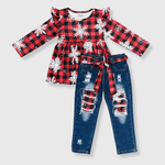 ILTEX Apparel Kids Clothing Buffalo Plaid Snowflakes Pant Outfit