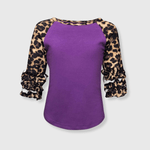 ILTEX Apparel Kids Clothing Cheetah Print Purple Ruffle Raglan Kids