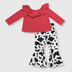 ILTEX Apparel Kids Clothing Cow Print Red Off The Shoulder Outfit Kids