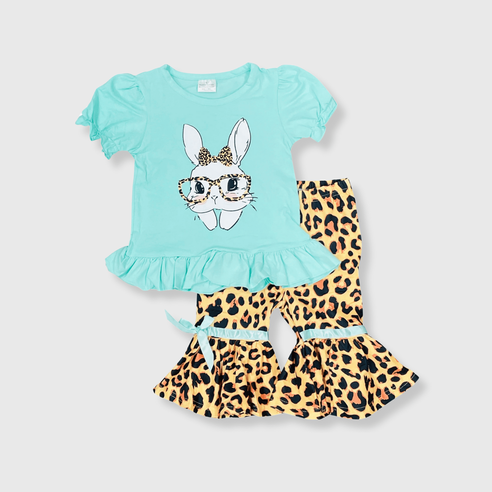 ILTEX Apparel Kids Clothing Easter Bunny Mint Cheetah Outfit