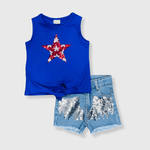 ILTEX Apparel Kids Clothing Fourth of July Sequin Denim Outfit