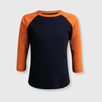 ILTEX Apparel Kids Clothing Navy/Orange / 6 Months Kids Plain Raglan 3/4 T-Shirt - Navy Body