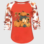 ILTEX Apparel Kids Clothing Pumpkin Patch Thanksgiving Ruffle Sleeve Top