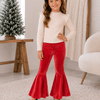 Velvet Bell Bottom Pants - Red