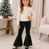 Velvet Bell Bottom Pants - Black