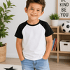 Short Sleeve Blank Raglan Kids - White/Black