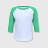 Kids 3/4 Sleeve Raglan Baseball T-Shirt – 25+ Colors - White/Kelly Green