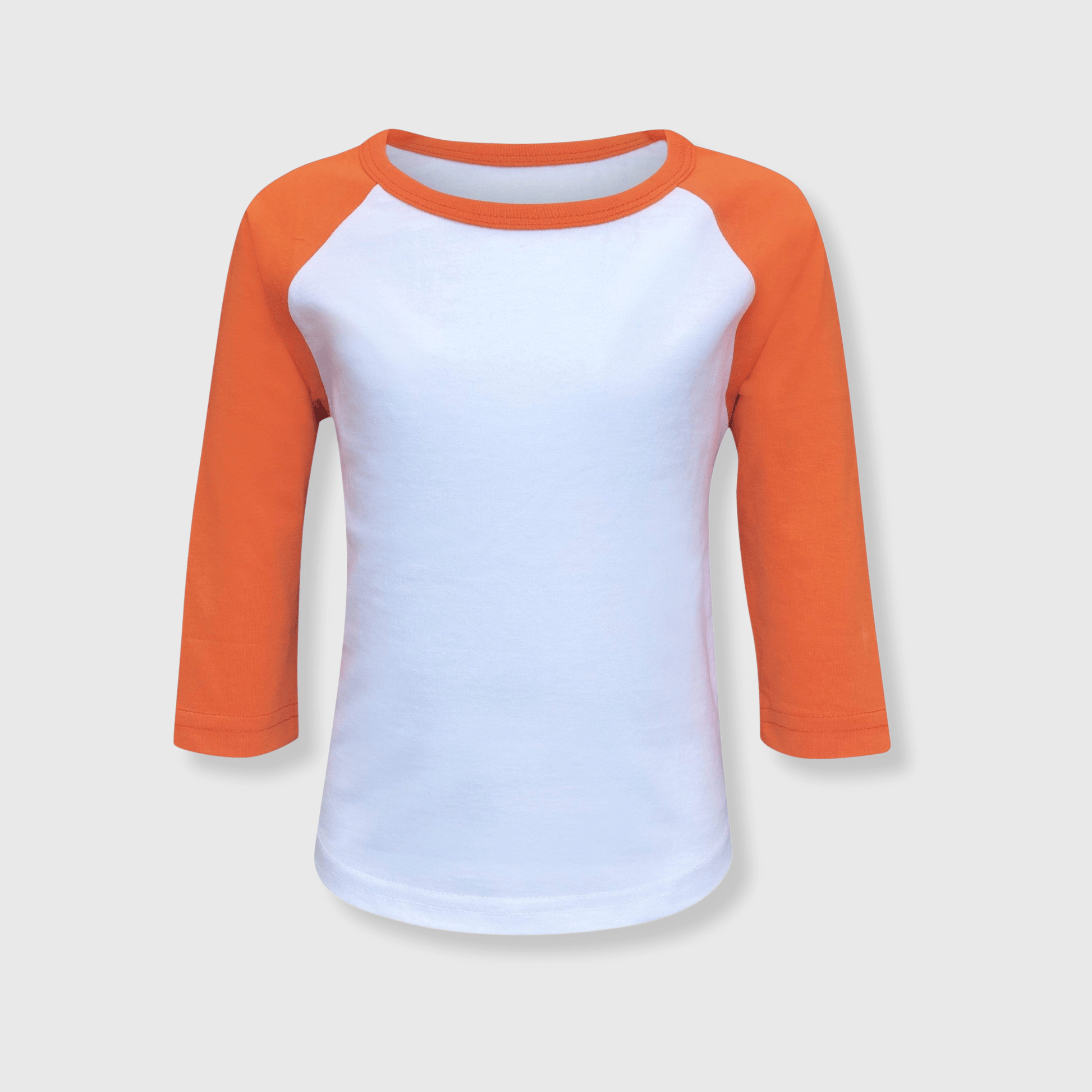 ILTEX Apparel Kids Clothing White/Orange / 2T Kids Plain Raglan 3/4 T-Shirt - White Body