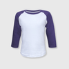 Kids 3/4 Sleeve Raglan Baseball T-Shirt – 25+ Colors - White/Purple