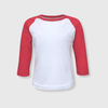 Kids 3/4 Sleeve Raglan Baseball T-Shirt – 25+ Colors - White/Red
