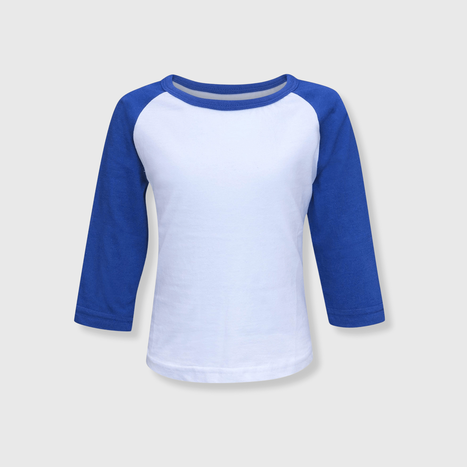 ILTEX Apparel Kids Clothing White/Royal Blue / 2T Kids Plain Raglan 3/4 T-Shirt - White Body