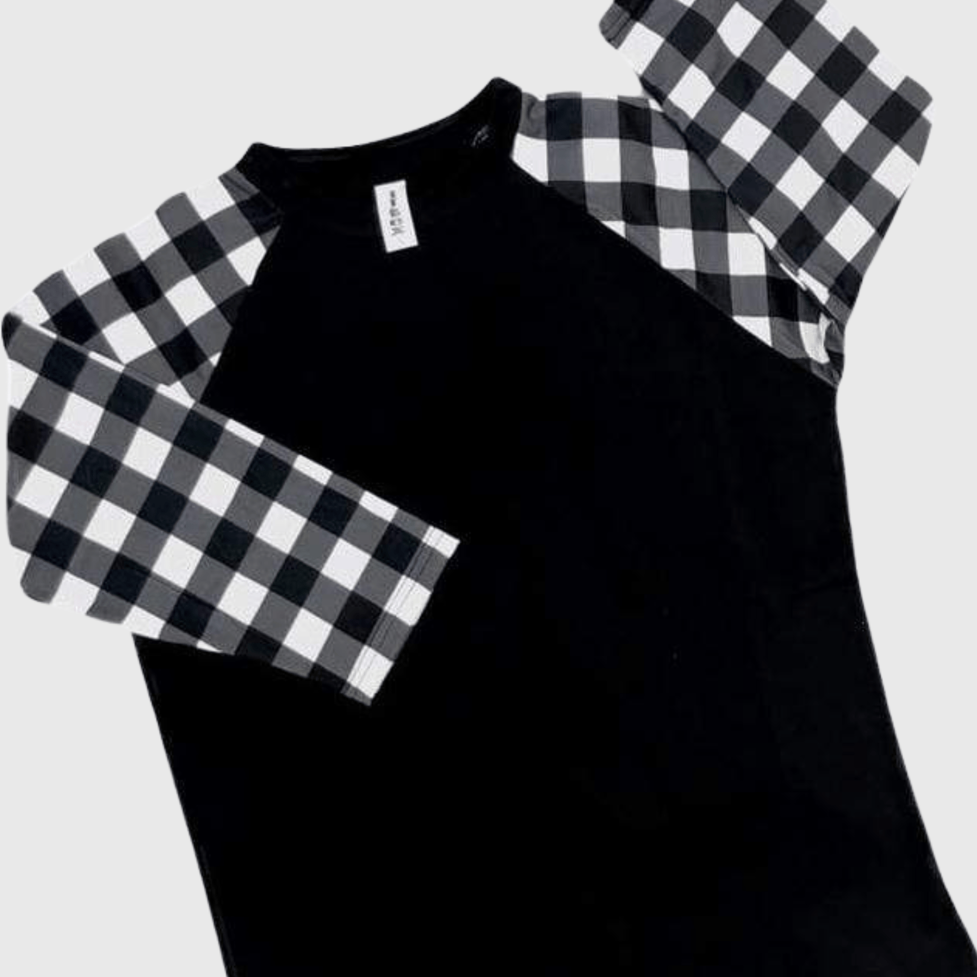ILTEX Apparel Plaid Raglan Plaid Raglan Black White Checkered