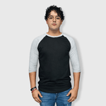 ILTEX Apparel Raglan Black/Gray / Small Adult Plain Raglan 3/4 T-Shirt - Black Body