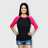 Adult 3/4 Sleeve Raglan Baseball T-Shirt - 35+ Colors - Black/Hot Pink
