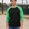 Adult 3/4 Sleeve Raglan Baseball Tee | 35+ Colors - Black/Kelly Green