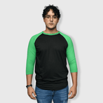 ILTEX Apparel Raglan Black/Kelly Green / Small Adult Plain Raglan 3/4 T-Shirt - Black Body