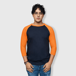 ILTEX Apparel Raglan Navy/Orange / Small Adult Plain Raglan 3/4 T-Shirt - Navy Body