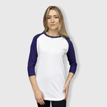 ILTEX Apparel Raglan White/Royal Blue / Small Adult Plain Raglan 3/4 T-Shirt - White Body