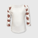 ILTEX Apparel Sports Raglan 2T / White/White Football Print Raglan Kids