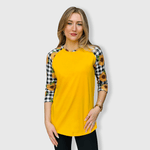 ILTEX Apparel Sunflower Plaid Black White Top
