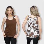 ILTEX Apparel Tank tops Cow Brown Polyester Tank Top