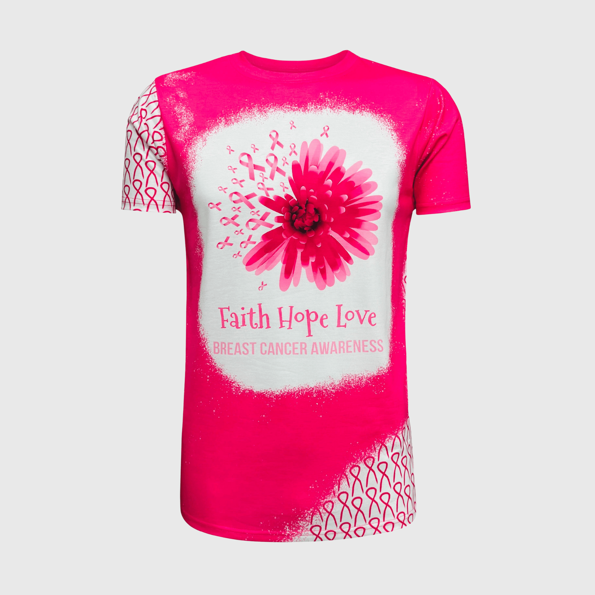 ILTEX Apparel Women's Clothing Breast Cancer 'Faith Hope Love' Bleached Top