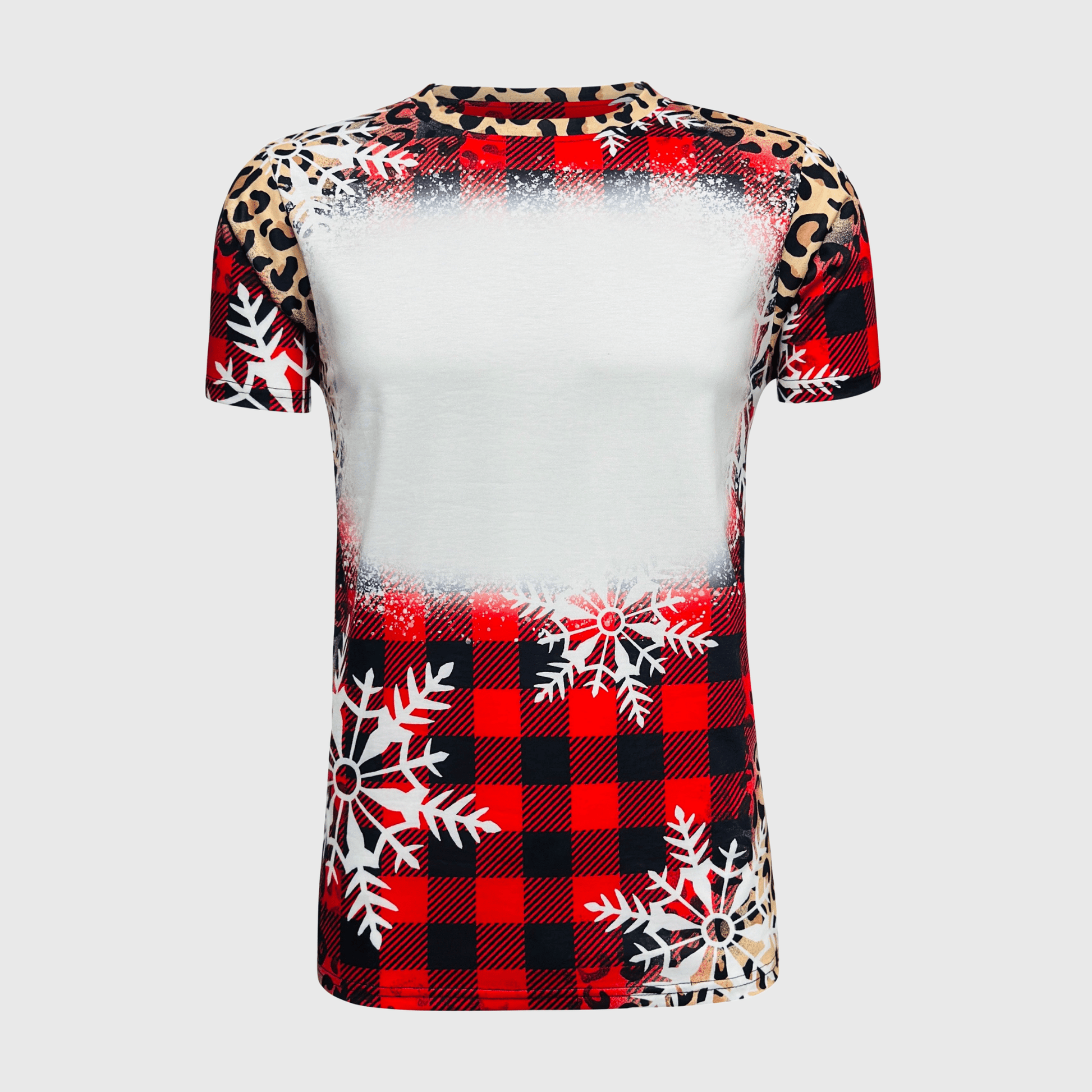 ILTEX Apparel Women's Clothing Buffalo Plaid Cheetah Snowflakes Blank Faux Bleached Top