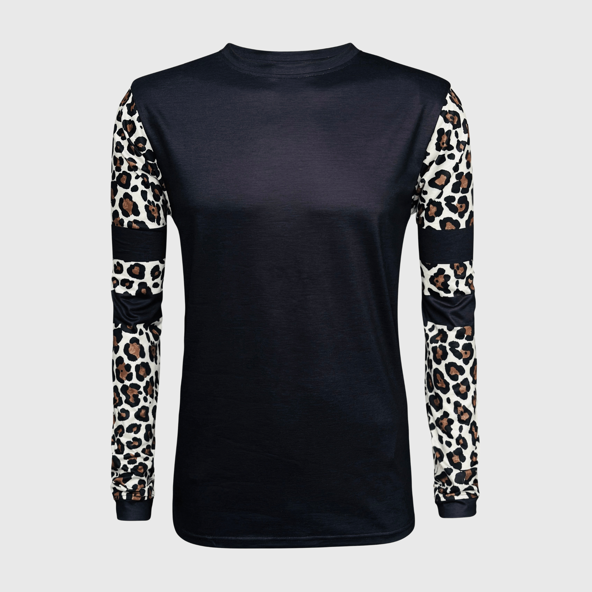 ILTEX Apparel Women's Clothing Cheetah Black Spliced Long Sleeve Top