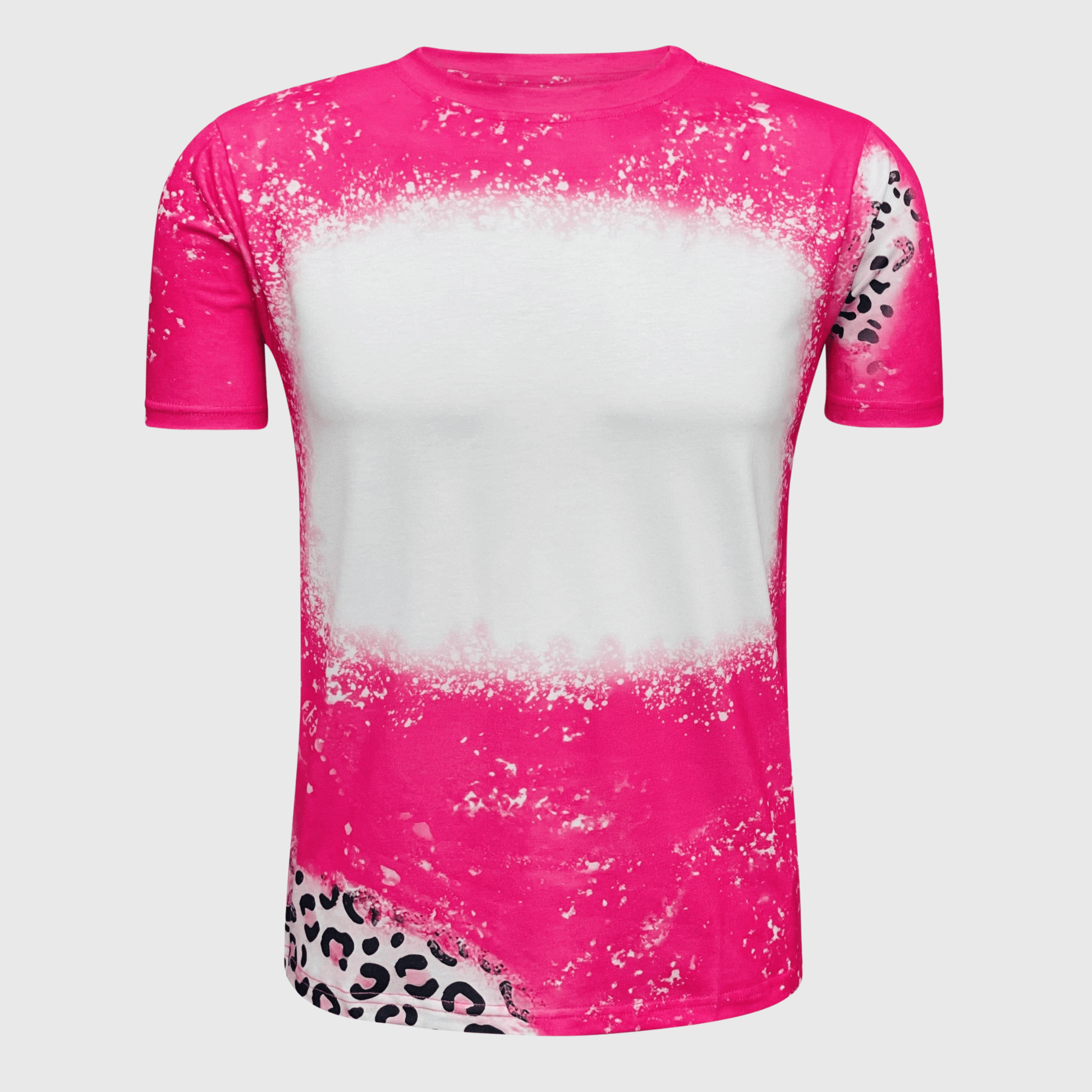ILTEX Apparel Women's Clothing Cheetah Pink Blank Faux Bleached Top