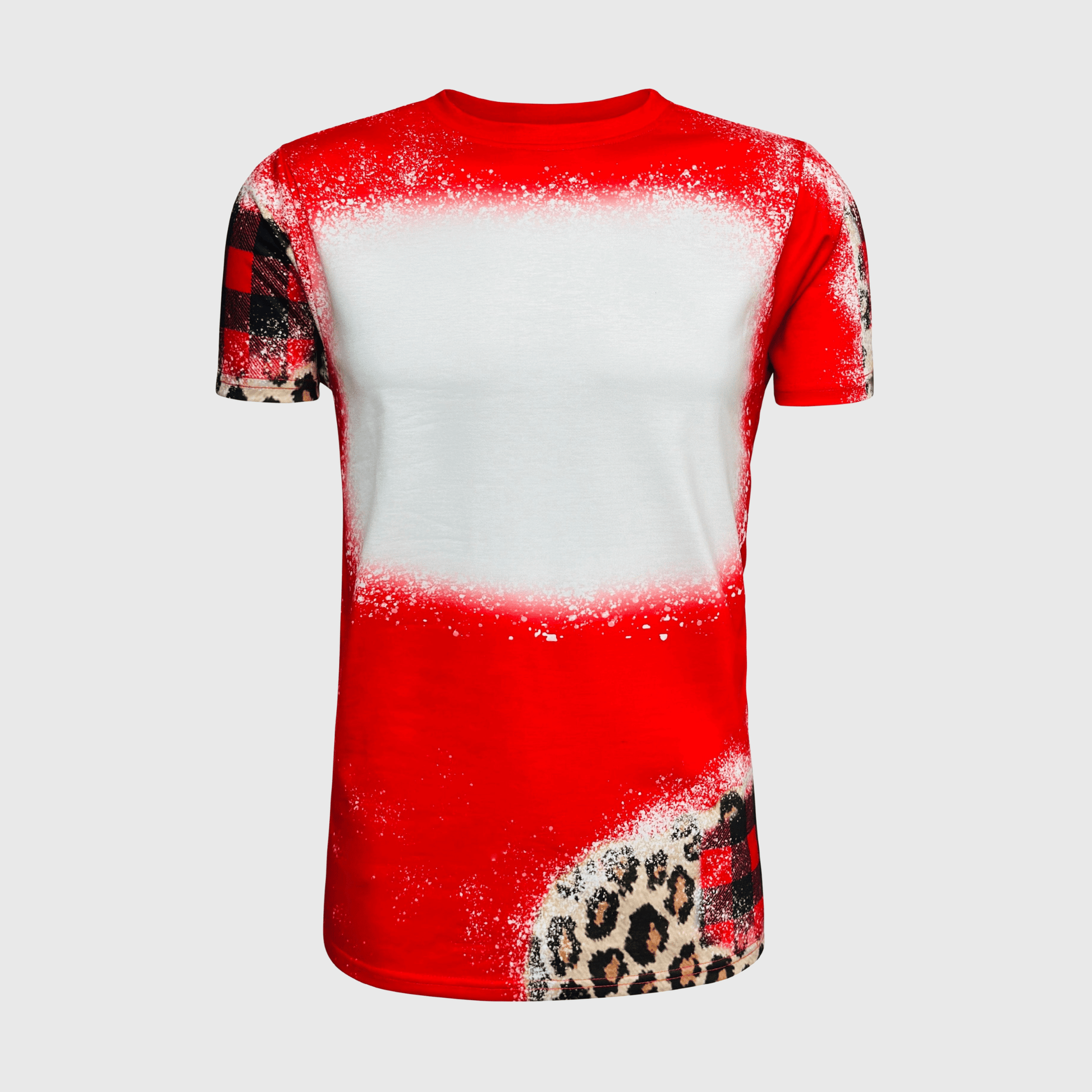 ILTEX Apparel Women's Clothing Cheetah Plaid Red Blank Faux Bleached Top