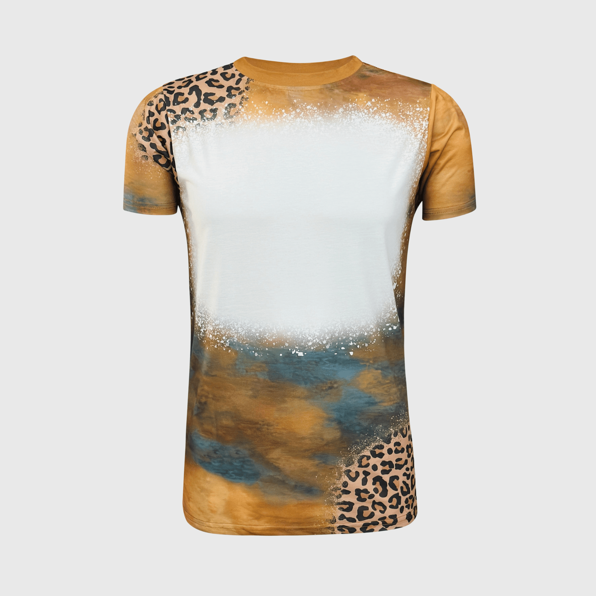 ILTEX Apparel Women's Clothing Cheetah Rustic Print Blank Faux Bleached Top
