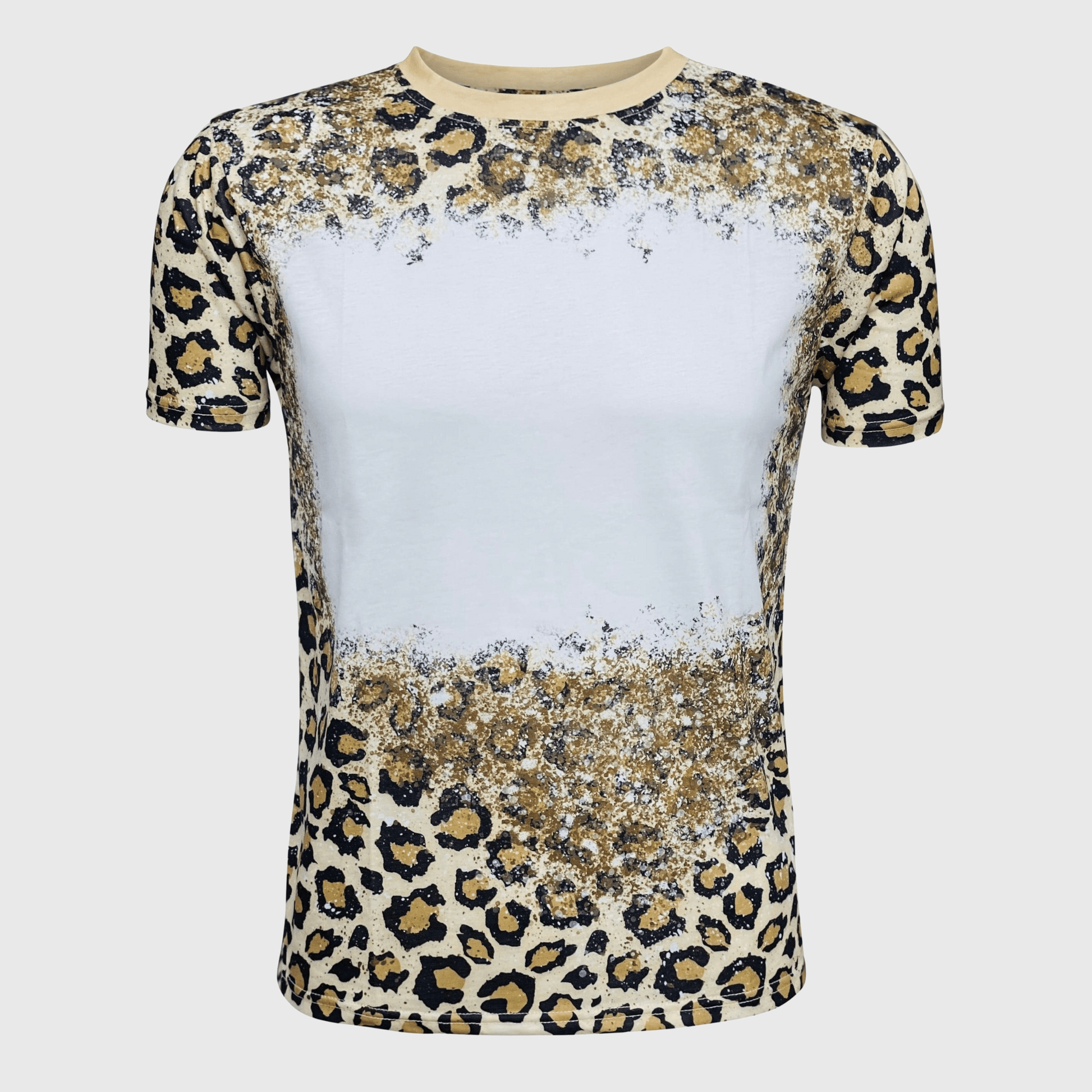 ILTEX Apparel Women's Clothing Cheetah Tan Blank Faux Bleached Top