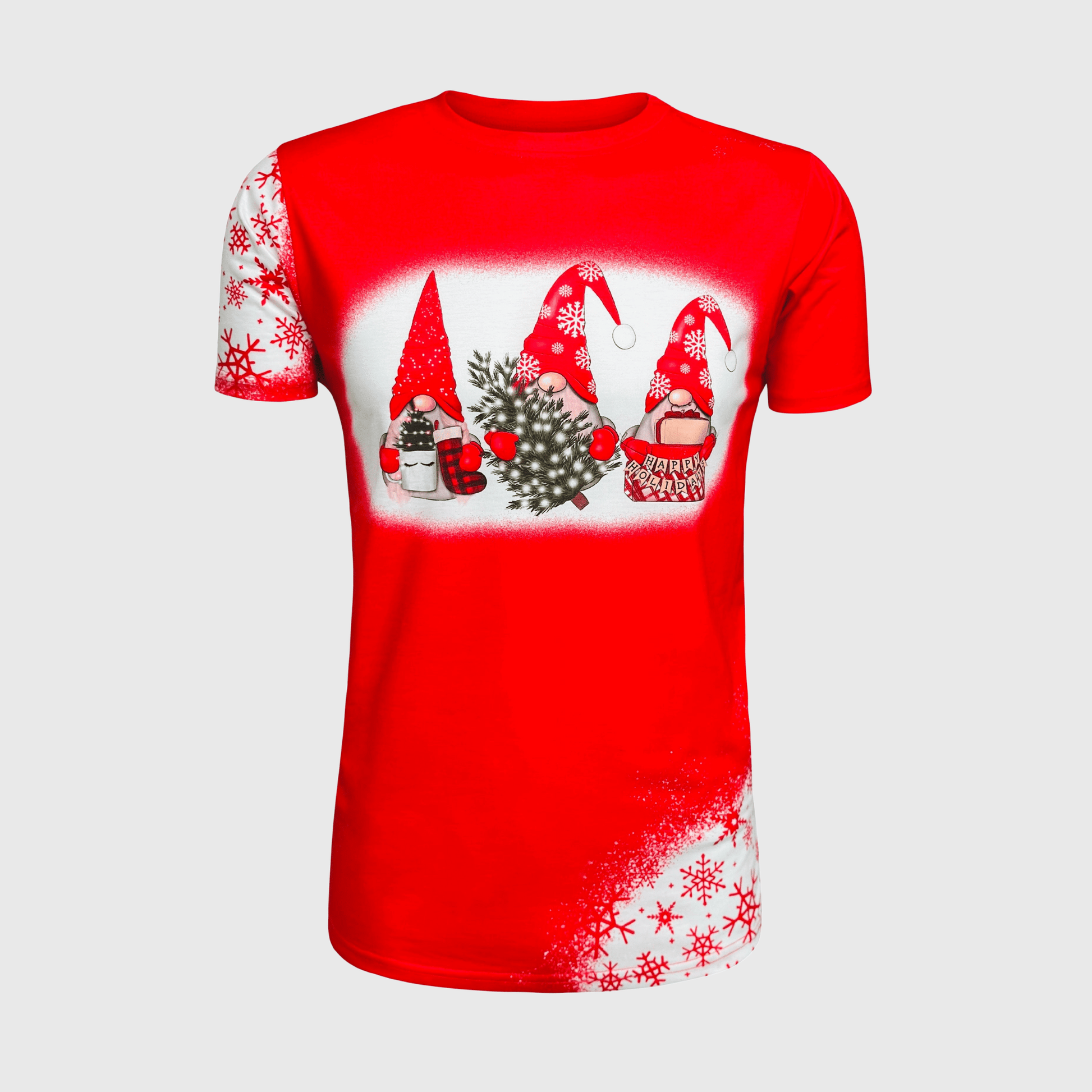 ILTEX Apparel Women's Clothing Christmas Gnomes Red Short Sleeve Top