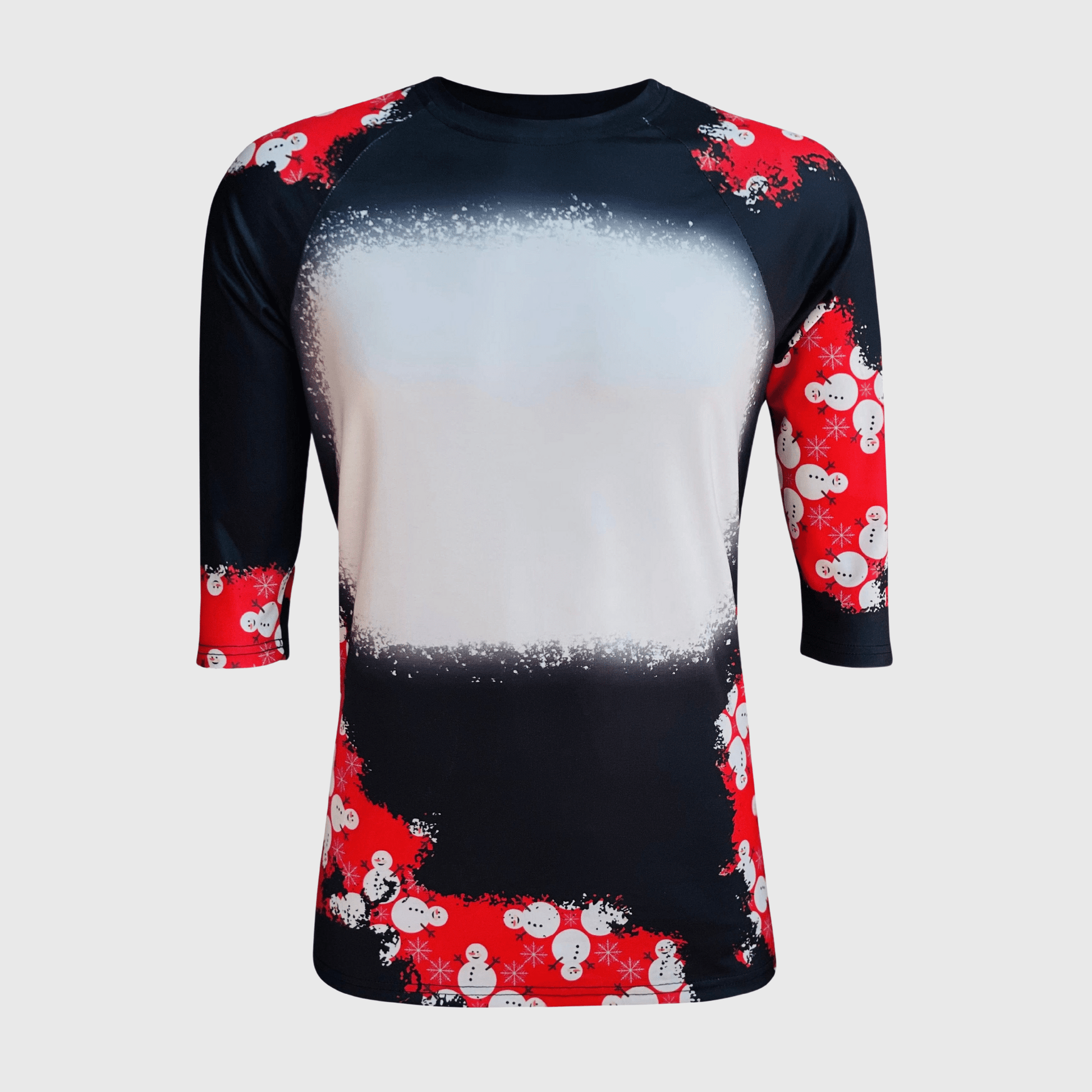 ILTEX Apparel Women's Clothing Christmas Snowman Raglan Blank Faux Bleached Top