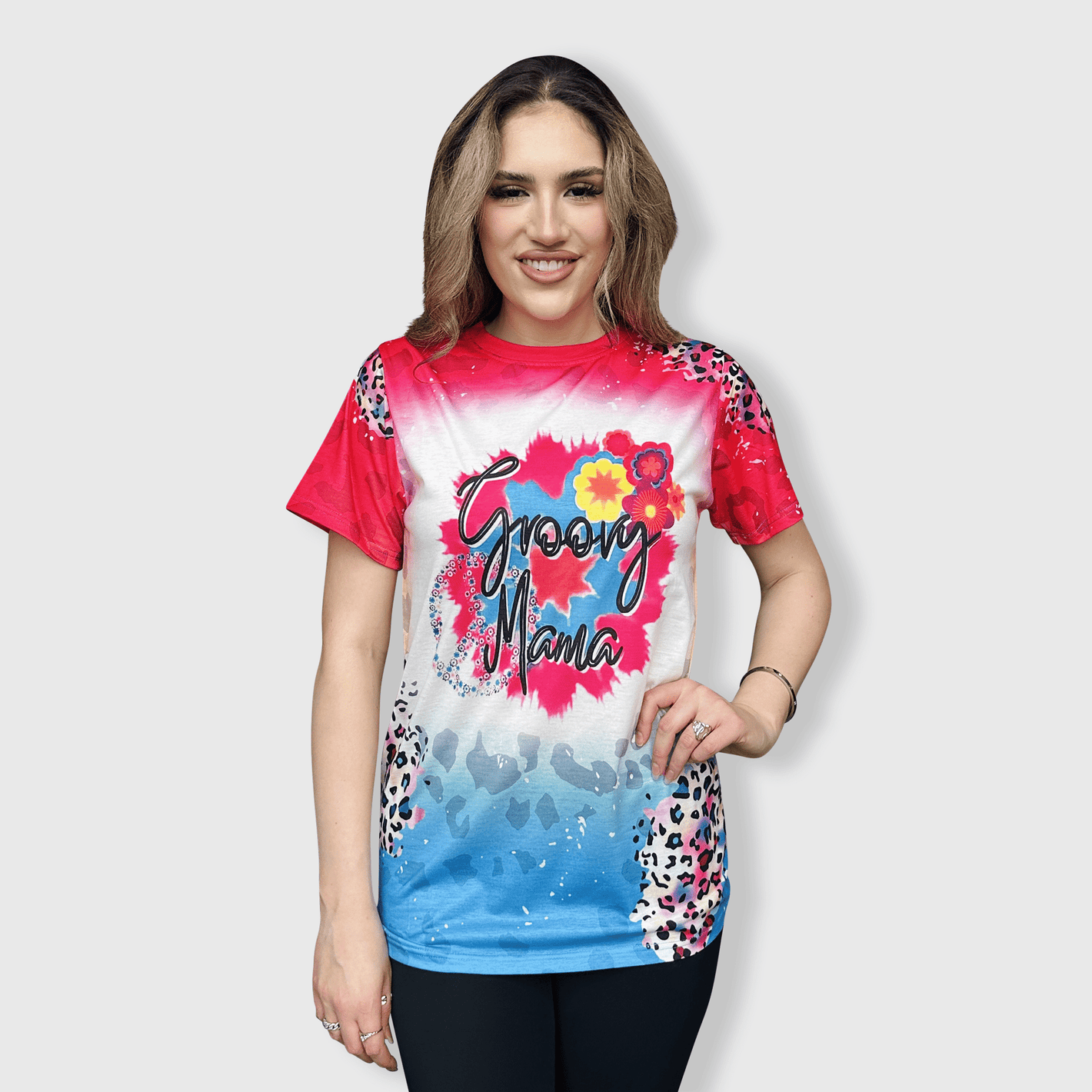 ILTEX Apparel Women's Clothing Colorful Cheetah 'Groovy Mama' Bleached Top
