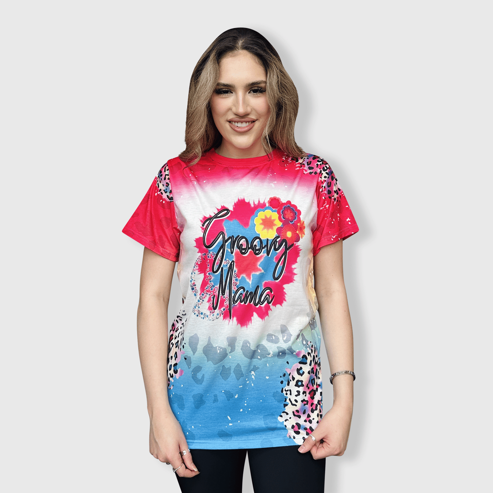 ILTEX Apparel Women's Clothing Colorful Cheetah 'Groovy Mama' Bleached Top