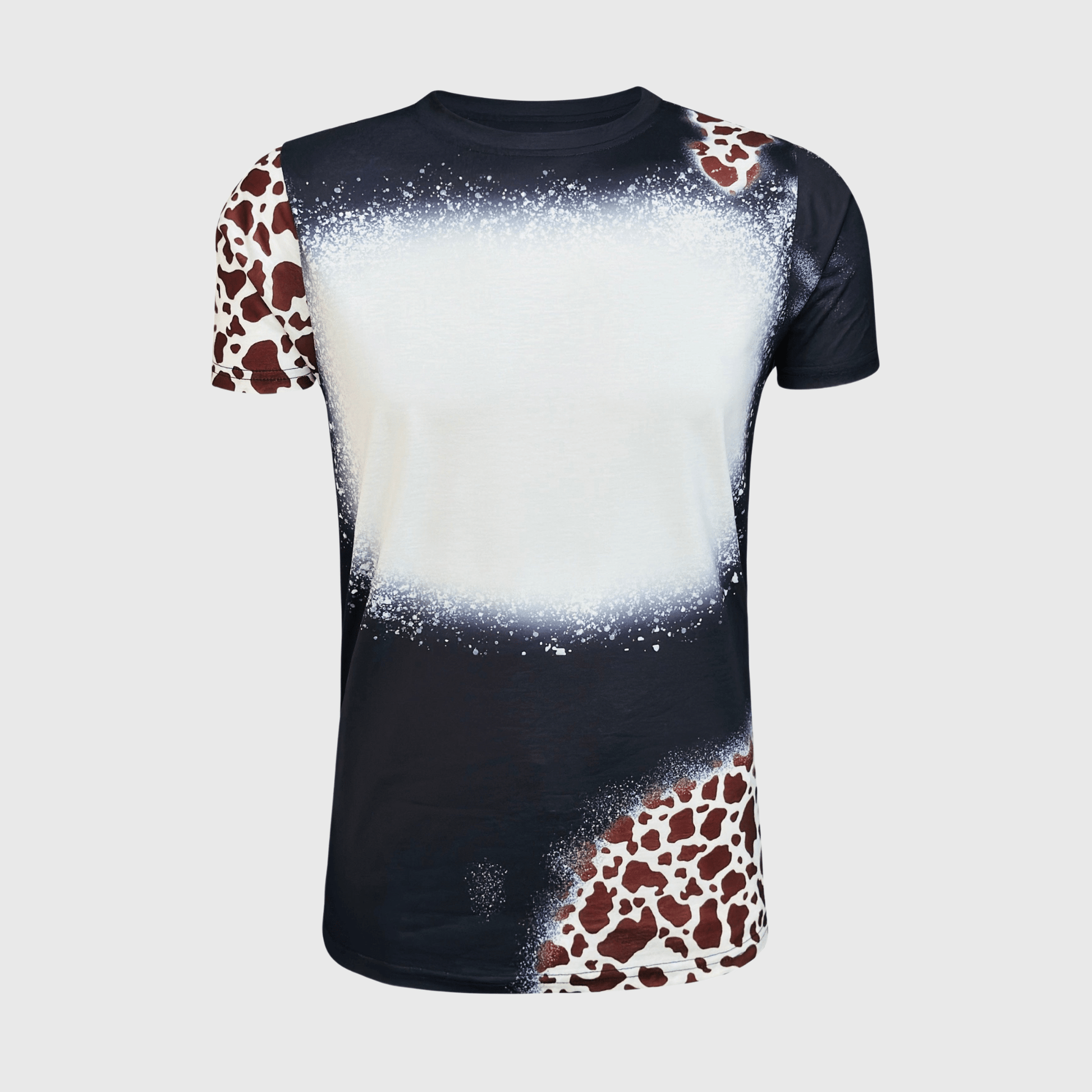 ILTEX Apparel Women's Clothing Cow Black Brown Blank Faux Bleached Top