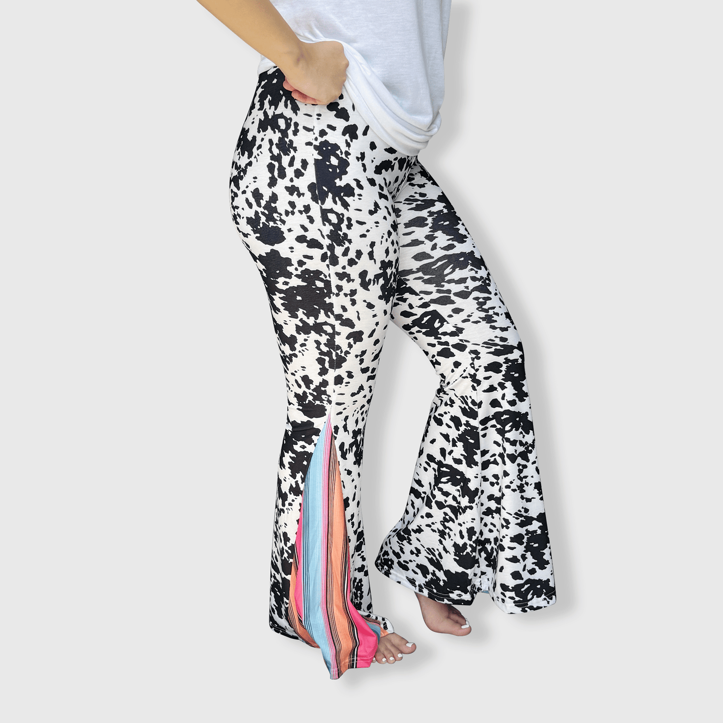 ILTEX Apparel Women's Clothing Cow Black Serape Bell Bottom Pants - Adult