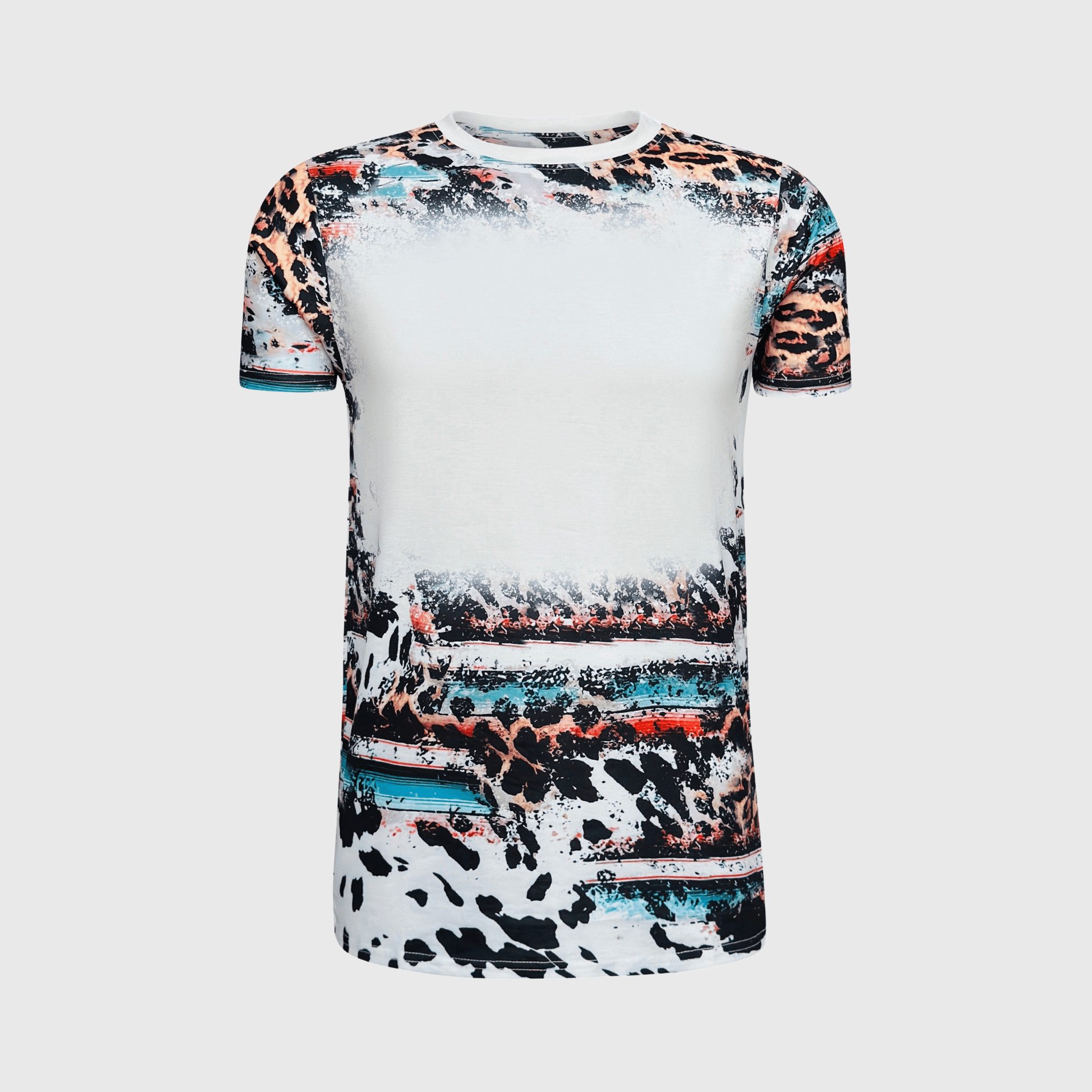 ILTEX Apparel Women's Clothing Cow Serape Cheetah Blank Faux Bleached Top