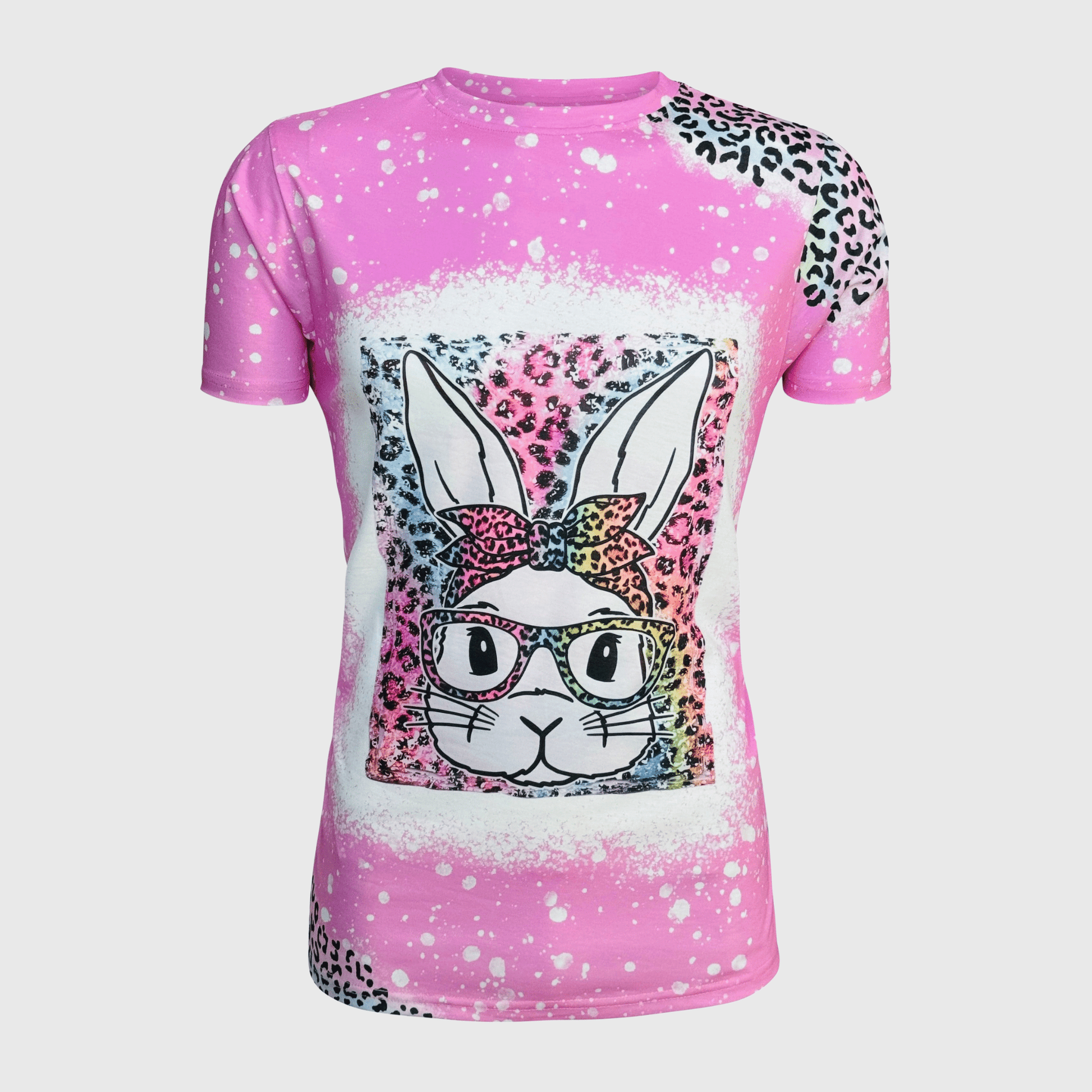 ILTEX Apparel Women's Clothing Easter Bunny Pink Cheetah Top