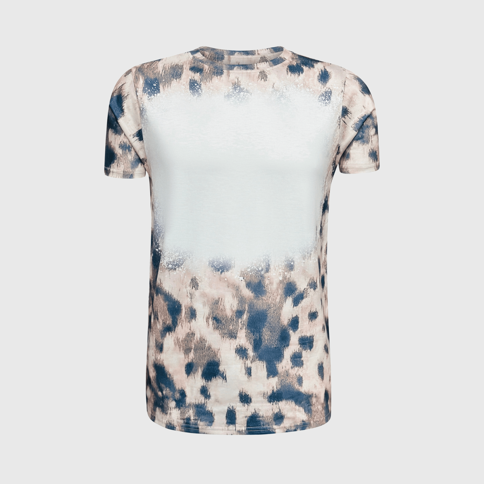 ILTEX Apparel Women's Clothing Faded Cheetah Beige Blank Faux Bleached Top