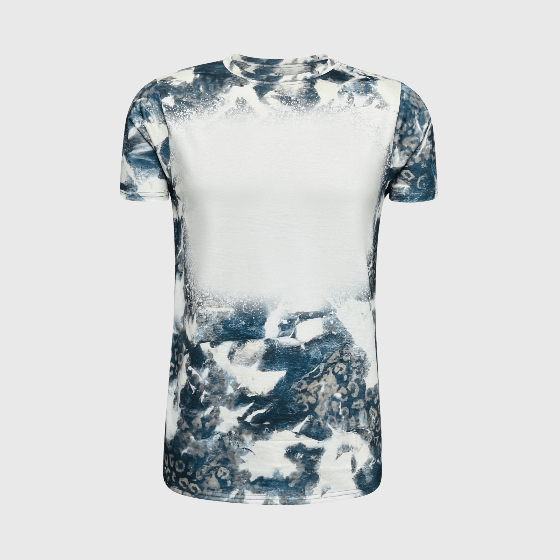 ILTEX Apparel Women's Clothing Faded Cheetah Black White Blank Faux Bleached Top