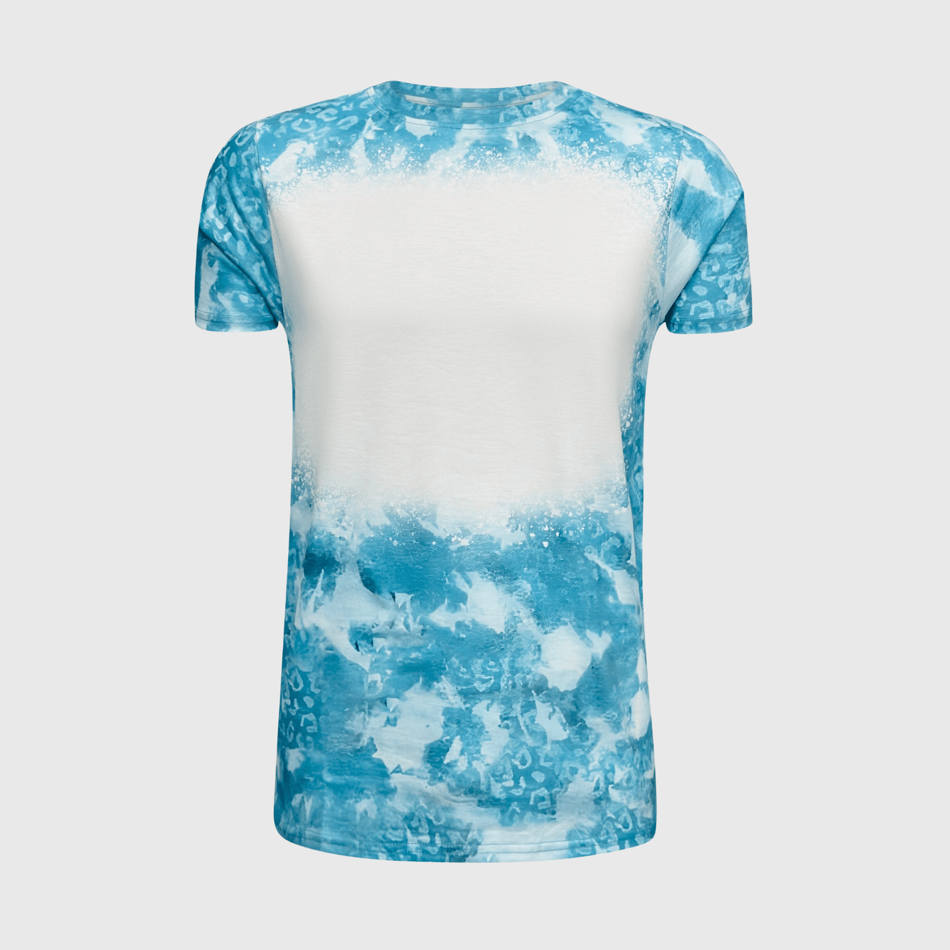 ILTEX Apparel Women's Clothing Faded Cheetah Blue Blank Faux Bleached Top