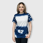 ILTEX Apparel Women's Clothing Fourth of July Stars Navy Blank Faux Bleached Top